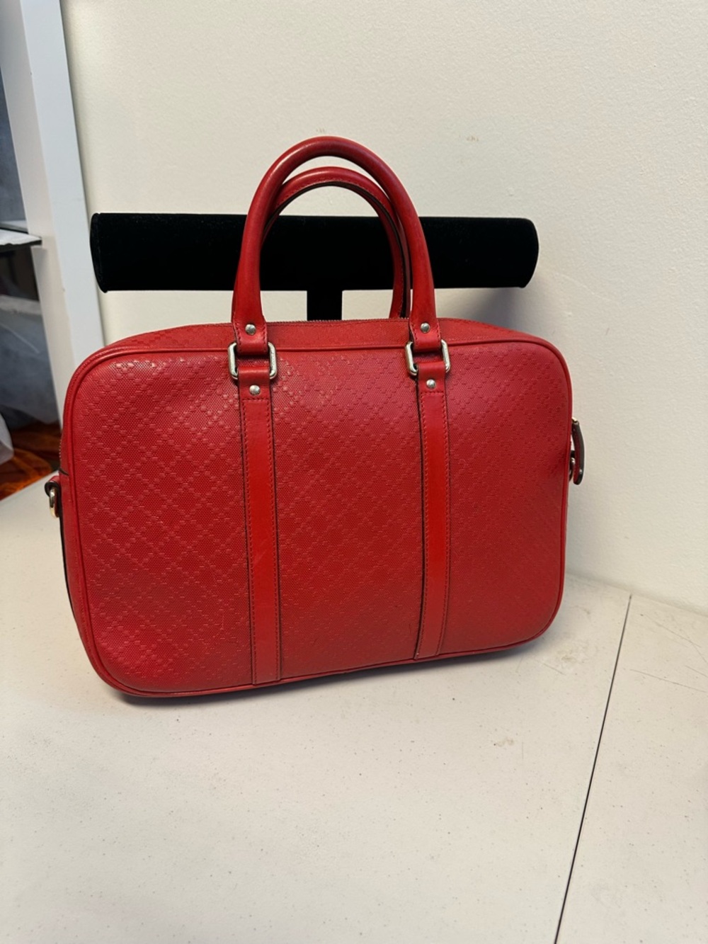 Gucci Red Leather Laptop Bag - Picture 3 of 17